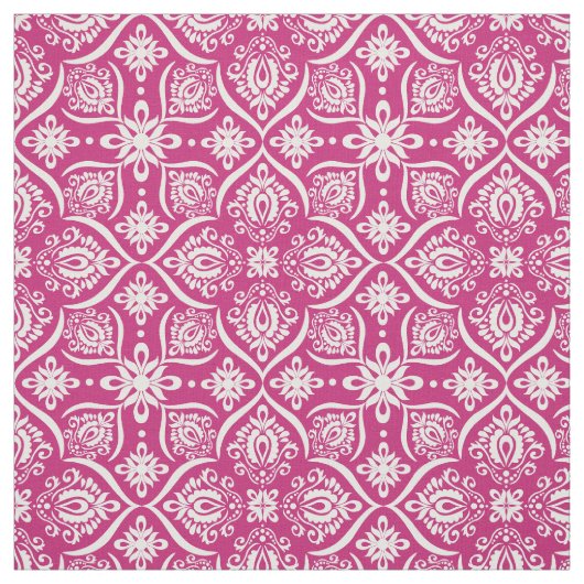 Elegant Damask Pattern | Roze en wit Stof (Swatch)