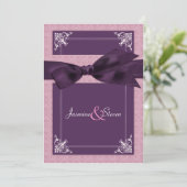 Elégant Damask Plum Wedding Invitations (Debout devant)