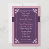 Elégant Damask Plum Wedding Invitations (Dos)