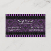 Élégant Damask Purple Cupcake Carte de visite (Dos)