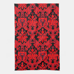 Elegant Damask Red/Black Theedoek