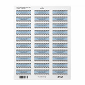 Elegant Damask Retouradres Label (blauw) (Full Sheet)