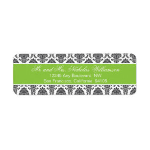 Elegant Damask Retouradreslabel (groene appel) Etiket