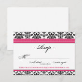 Elegant Damask RSVP Card (fuchsia) (Devant / Derrière)