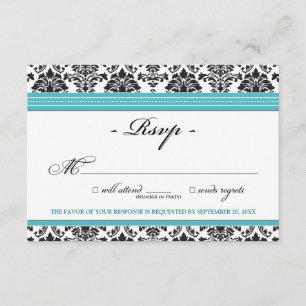 Elegant Damask RSVP-kaart (aqua) RSVP Kaartje