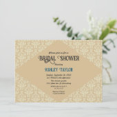 Elegant Damask Script Classic Vrijgezellenfeest Kaart (Staand voorkant)