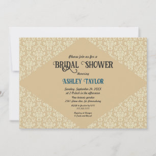 Elegant Damask Script Classic Vrijgezellenfeest Kaart