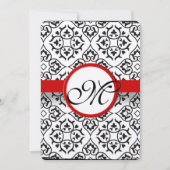 Elegant Damask Side Borders Red Trim Wedding Kaart (Voorkant)