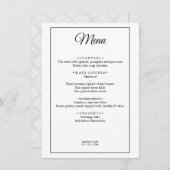 Elegant Damask Simple Minimal Menu Mariage (Devant / Derrière)