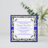 Elegant Damask Swirl Invite [Blue] Kaart (Staand voorkant)