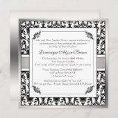 Elegant Damask Swirl Invite [Silver] Kaart (Voorkant / Achterkant)