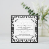 Elegant Damask Swirl Invite [Zwart-wit] Kaart (Staand voorkant)