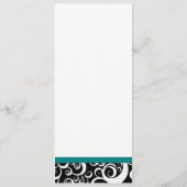 Elégant Damask Swirls Accueil Menu en Turquoise (Dos)
