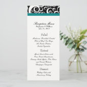 Elégant Damask Swirls Accueil Menu en Turquoise (Debout devant)