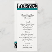 Elégant Damask Swirls Accueil Menu en Turquoise (Devant / Derrière)