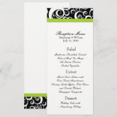 Elégant Damask Swirls Accueil Menu en Vert (Devant / Derrière)