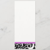 Elégant Damask Swirls Accueil Menu en violet (Dos)