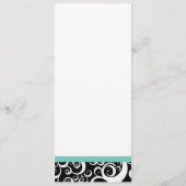 Elégant Damask Swirls Reception Menu en Aqua (Dos)