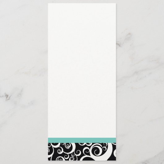 Elégant Damask Swirls Reception Menu en Aqua (Dos)