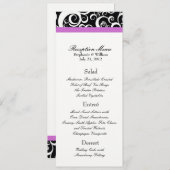 Elegant Damask Swirls Reception Menu in Paars (Voorkant / Achterkant)