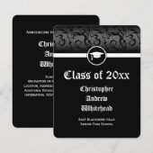 Elegant Damask Traditional/College Graduing Kaart (Voorkant / Achterkant)