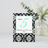 Elegant Damask Trouwtafel Nummer Kaart 2 (Staand voorkant)