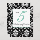 Elegant Damask Trouwtafel Nummer Kaart 4 (Voorkant / Achterkant)