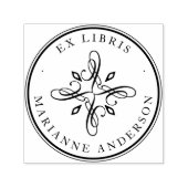 Elegant Damask & Typography Custom Name Ex Libris Zelfinktende Stempel (Design)