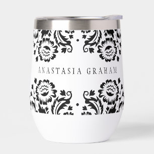 ELEGANT DAMASK vintage motif mignon noir blanc