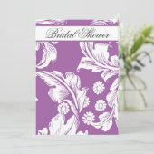 élégant damask violet fleuri invitations de douche (Debout devant)