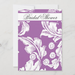 élégant damask violet fleuri invitations de douche