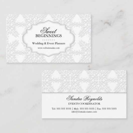 Elegant Damask Visitekaartje (Voorkant / Achterkant)