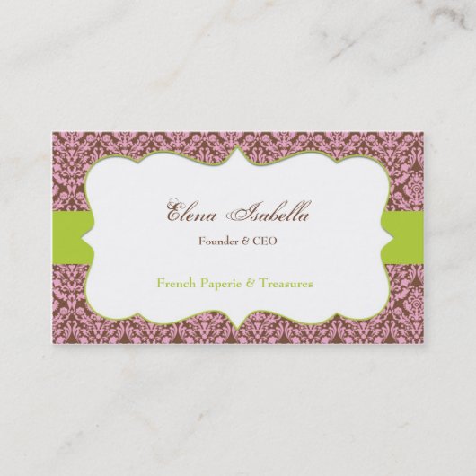 Elegant Damask Visitekaartje (Voorkant)