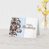 Elegant Damask voor Happy Birthday - Gepersonalise Kaart (Gele Bloem)