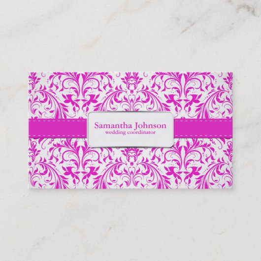 Elegant Damask Wedding Coordinator Visitekaartjes (Voorkant)