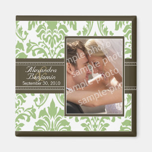 Elegant Damask Wedding Favor Magnet: zout/bruin Magneet