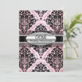 Elegant Damask Wedding Jubileum Invite Kaart (Staand voorkant)
