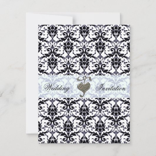 Elegant Damask Wedding Kaart (Voorkant)