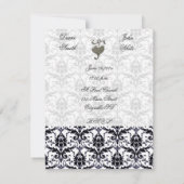 Elegant Damask Wedding Kaart (Achterkant)
