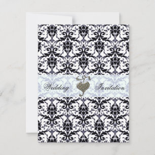 Elegant Damask Wedding Kaart
