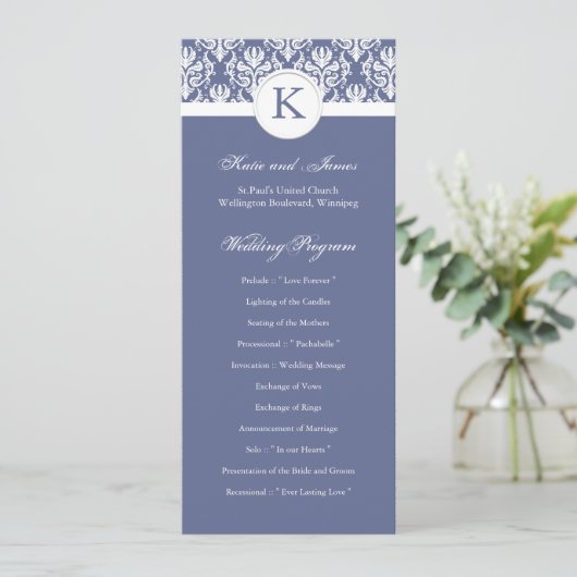 Elegant Damask Wedding Program Programma (Staand voorkant)