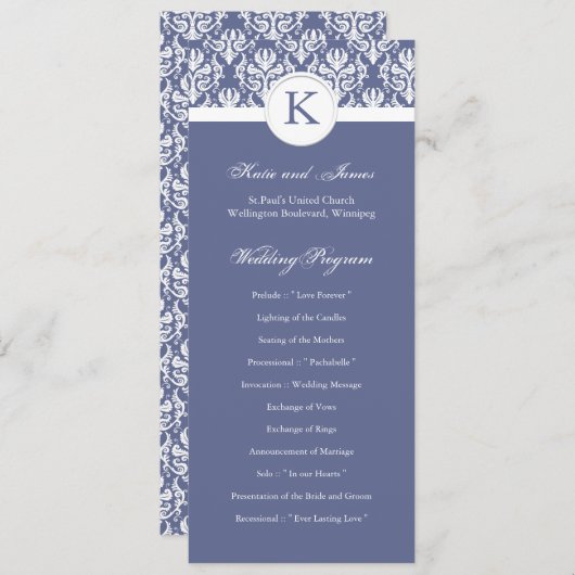 Elegant Damask Wedding Program Programma (Voorkant / Achterkant)