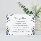 Elegant Damask Wedding Reception Kaart (Staand voorkant)