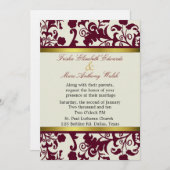 Elegant Damask Wedding Uitnodiging (Voorkant / Achterkant)