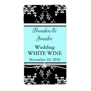 Elegant Damask Wedding Wine Labels