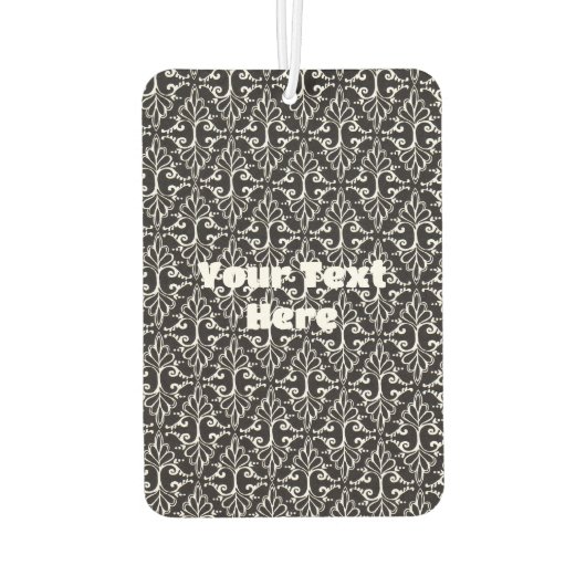 Elegant Damask Zwart Wit Patroon Scrolls Luchtverfrisser (Achterkant)