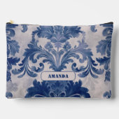 Elegant damast Blauw toile de jouy monogram Etui (Voorkant)