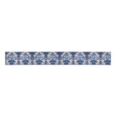 Elegant damast Blauw toile de jouy monogram Grosgrain Lint (Voorkant)