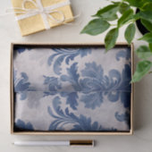 Elegant damast Blauw toile de jouy monogram Tissuepapier (Geschenk)