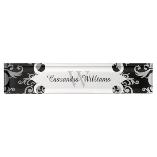 Elegant damast monogram patroon naambordje